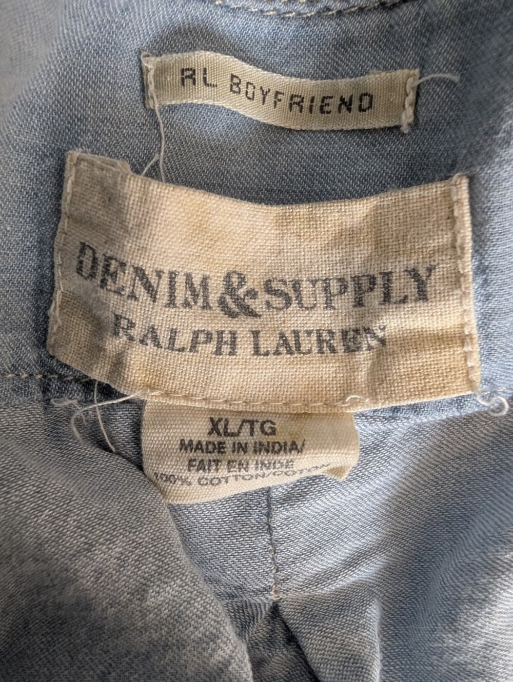 Ralph Lauren Denim & Supply Light Blue Boyfriends Cotton Button-Up Shirt - XL - Picture 2 of 12